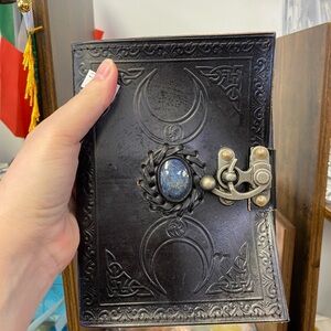 Black Embossed Journal with Blue Stone